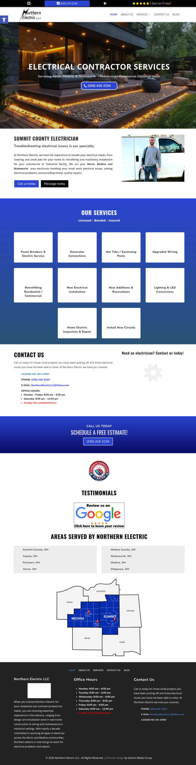 Northern Electric LLC website screenshot